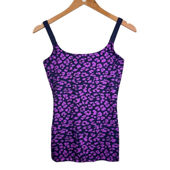 Lululemon Barre None Purple Cheetah Print Built-in Bra Straps Workout Tank Top - Picture 8 of 10